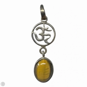 Om Tigers Eye Necklace Pendant
