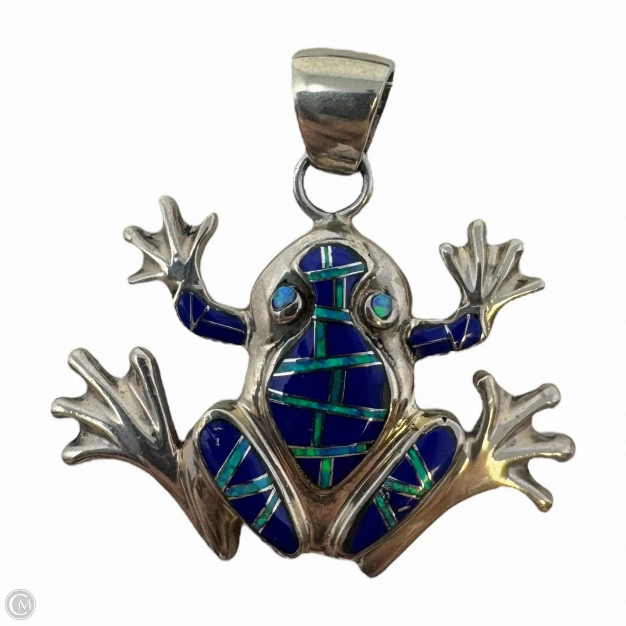 Opal Inlaid Frog Sterling Silver Pendant