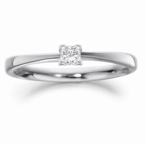 Palladium 0.15ct Princess cut solitaire diamond ring