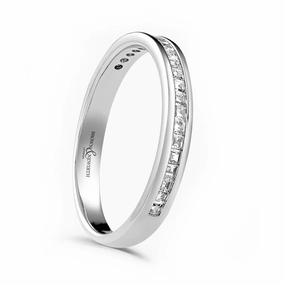 Platinum 0.20ct Princess Cut Diamond Channel Set Half Eternity Ring