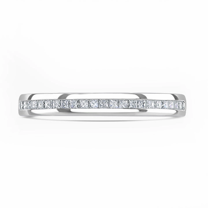 Platinum 0.20ct Princess Cut Diamond Channel Set Half Eternity Ring