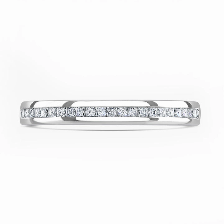Platinum 0.20ct Princess Cut Diamond Channel Set Half Eternity Ring