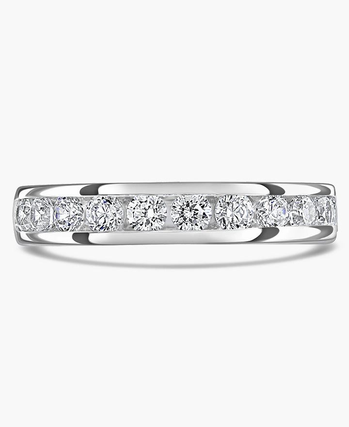 Platinum 0.20ct Round Brilliant Cut Diamond Channel Set Half Eternity Ring