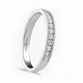 Platinum 0.20ct Round Brilliant Cut Diamond Channel Set Half Eternity Ring With Millgrain Detailing