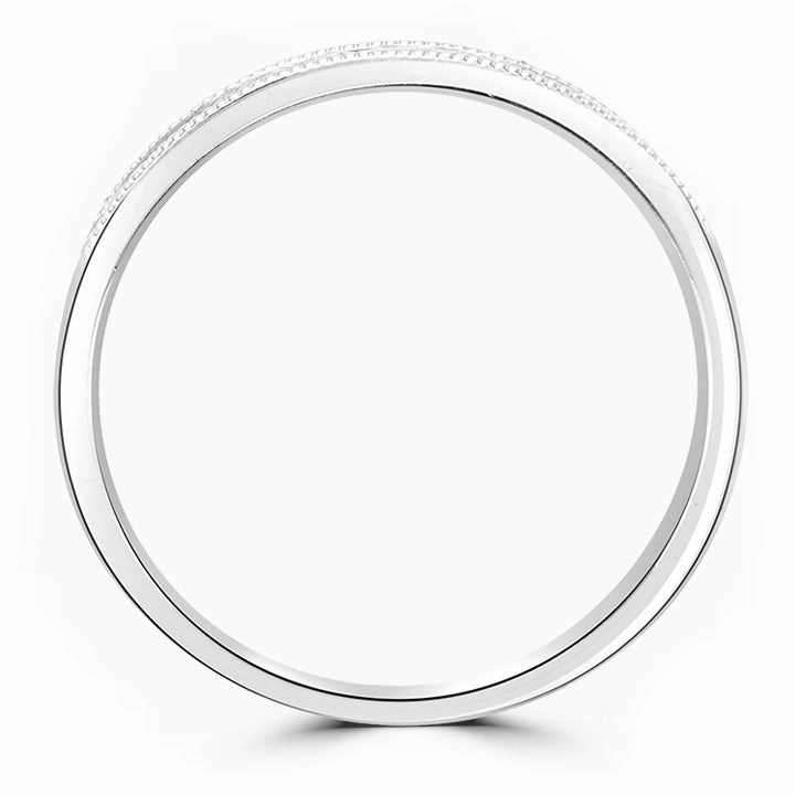 Platinum 0.20ct Round Brilliant Cut Diamond Channel Set Half Eternity Ring With Millgrain Detailing