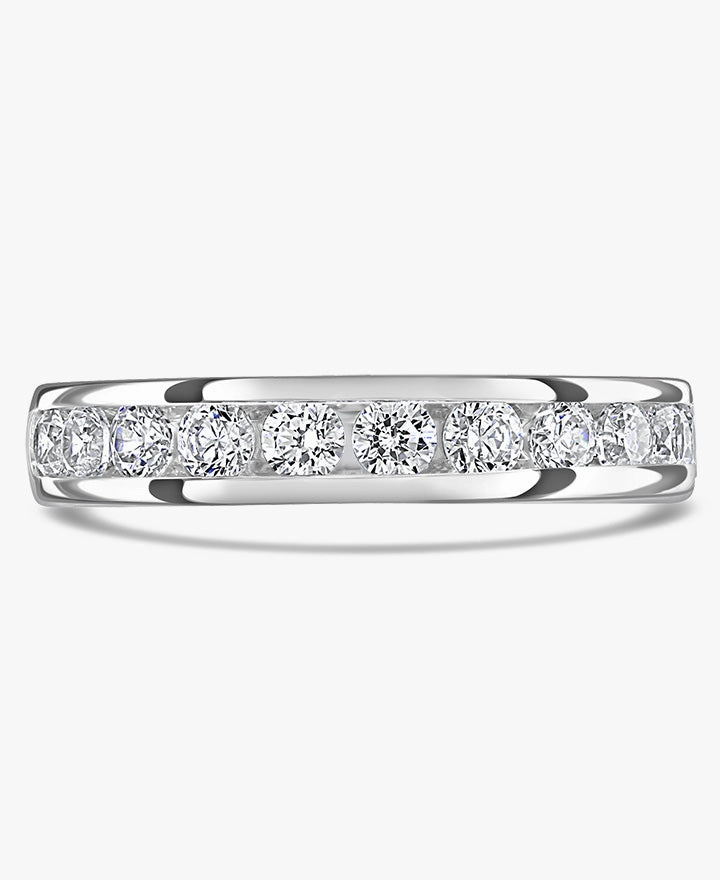 Platinum 0.20ct Round Brilliant Cut Diamond Channel Set Half Eternity Ring
