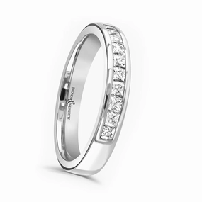 Platinum 0.25ct Princess Cut Diamond Channel Set Half Eternity Ring
