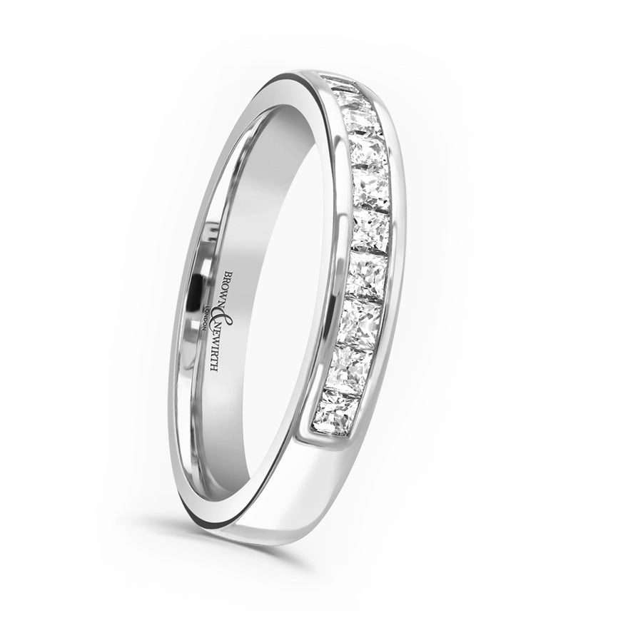 Platinum 0.25ct Princess Cut Diamond Channel Set Half Eternity Ring