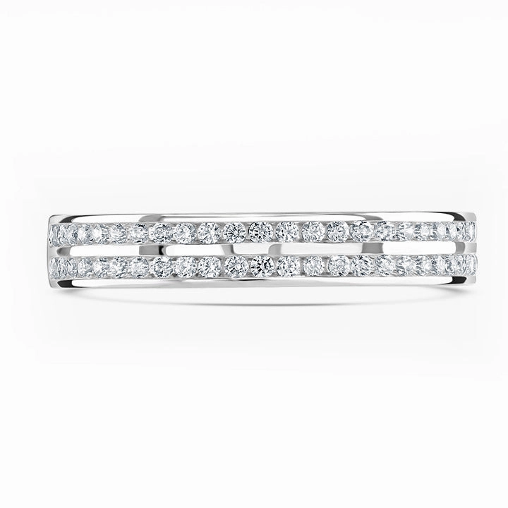 Platinum 0.25ct Round Brilliant Cut Diamond Double Row Channel Set Half Eternity Ring