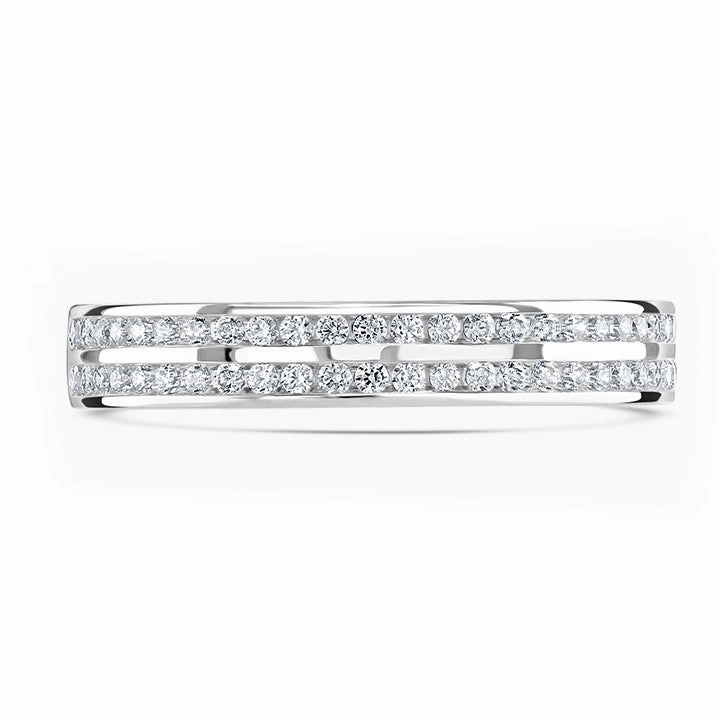 Platinum 0.25ct Round Brilliant Cut Diamond Double Row Channel Set Half Eternity Ring