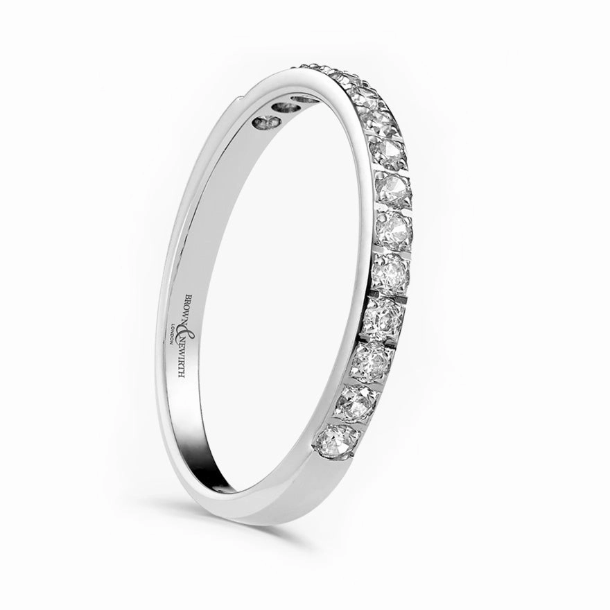 Platinum 0.25ct Round Brilliant Cut Diamond Grain Set Half Eternity Ring