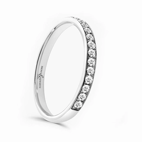 Platinum 0.25ct Round Brilliant Diamond Grain Set Half Eternity Ring