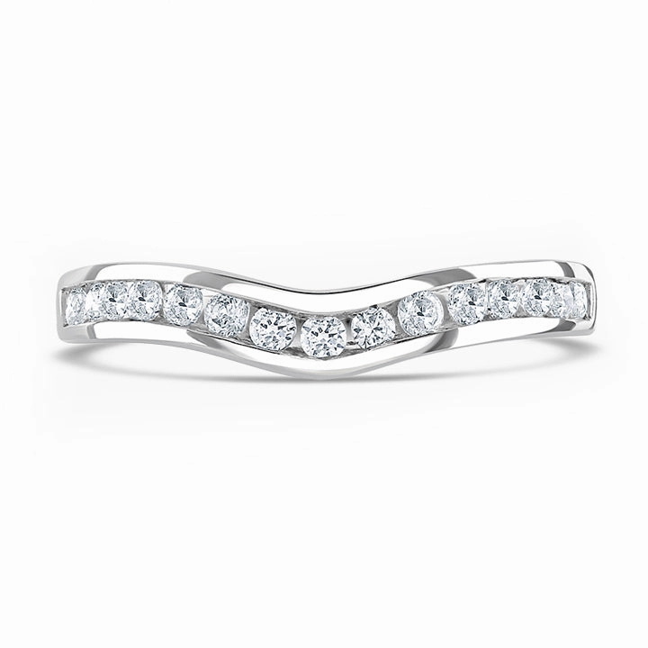 Platinum 0.33ct Round Brilliant Cut Diamond Channel Set Shaped Half Eternity Ring
