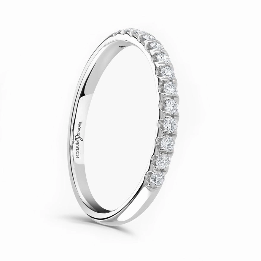Platinum 0.33ct Round Brilliant Cut Diamond Claw Set Half Eternity Ring