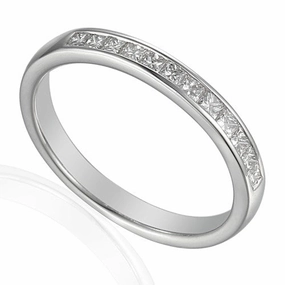 Platinum 0.35ct Princess Cut Diamond Channel Set Half Eternity Ring