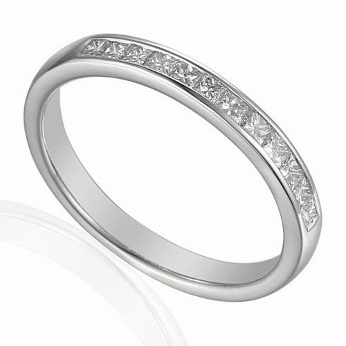 Platinum 0.35ct Princess Cut Diamond Channel Set Half Eternity Ring