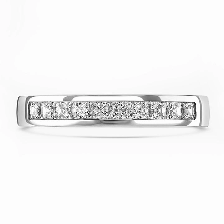 Platinum 0.50ct Princess Cut Diamond Channel Set Half Eternity Ring