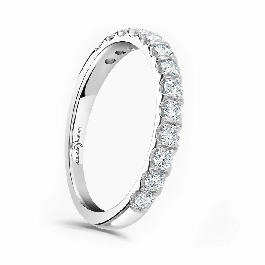 Platinum 0.50ct Round Brilliant Cut Diamond Claw Set Half Eternity Ring