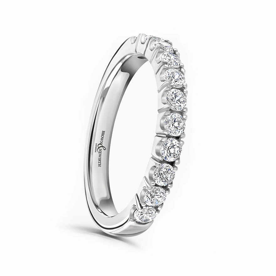 Platinum 0.50ct Round Brilliant Cut Diamond Claw Set Half Eternity Ring