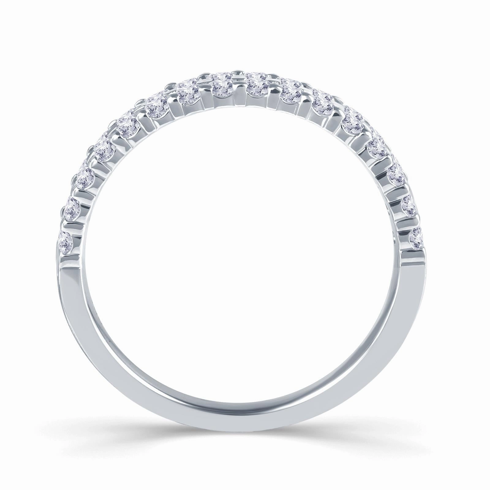 Platinum 0.50ct Round Brilliant Cut Diamond Double Row Claw Set Half Eternity Ring