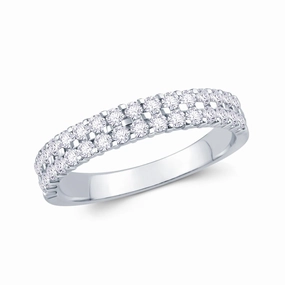 Platinum 0.50ct Round Brilliant Cut Diamond Double Row Claw Set Half Eternity Ring