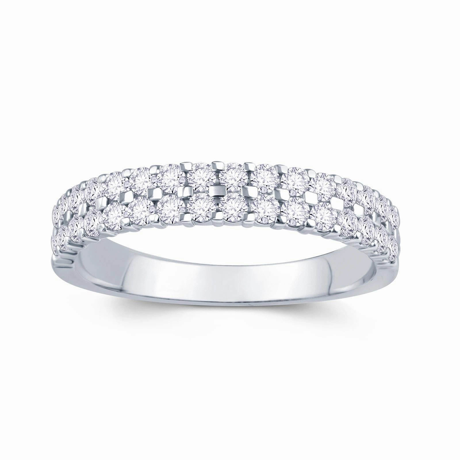 Platinum 0.50ct Round Brilliant Cut Diamond Double Row Claw Set Half Eternity Ring