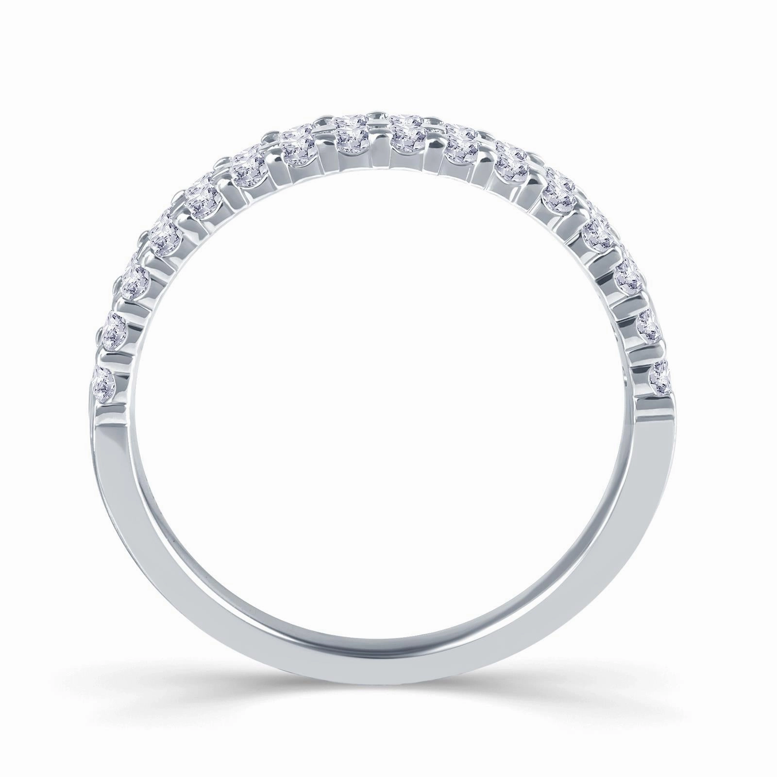 Platinum 0.50ct Round Brilliant Cut Diamond Double Row Claw Set Half Eternity Ring