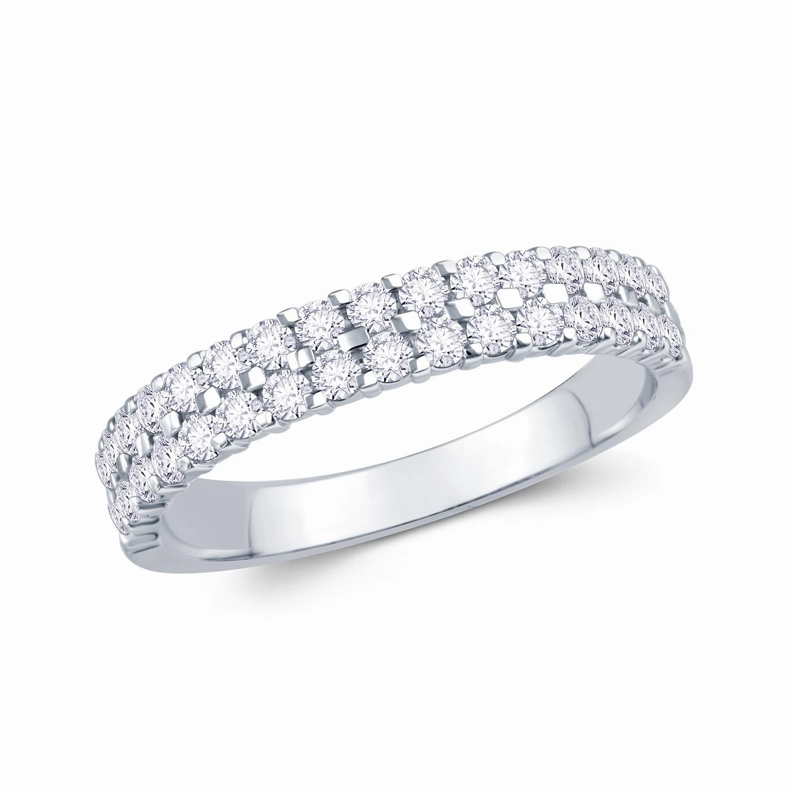 Platinum 0.50ct Round Brilliant Cut Diamond Double Row Claw Set Half Eternity Ring