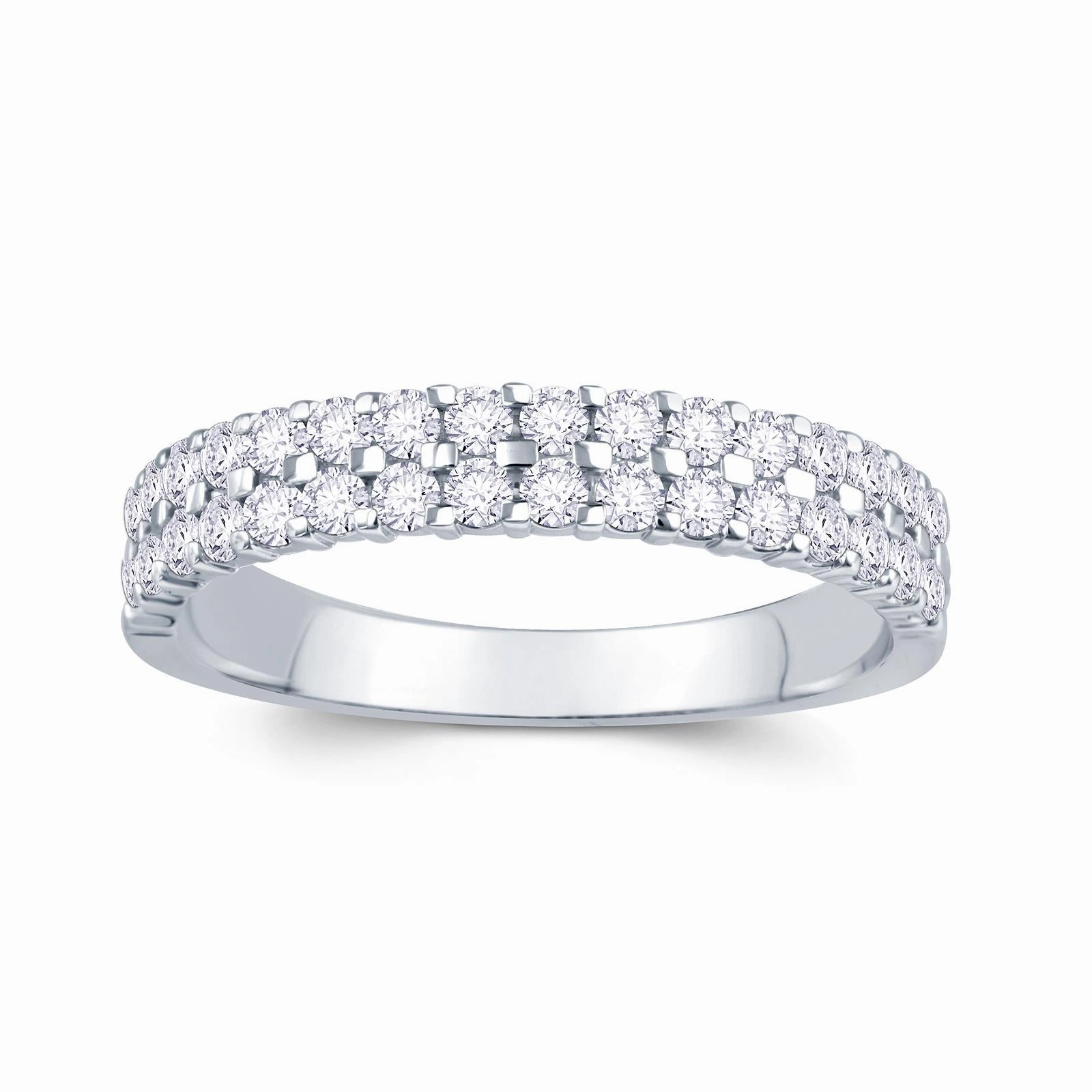 Platinum 0.50ct Round Brilliant Cut Diamond Double Row Claw Set Half Eternity Ring