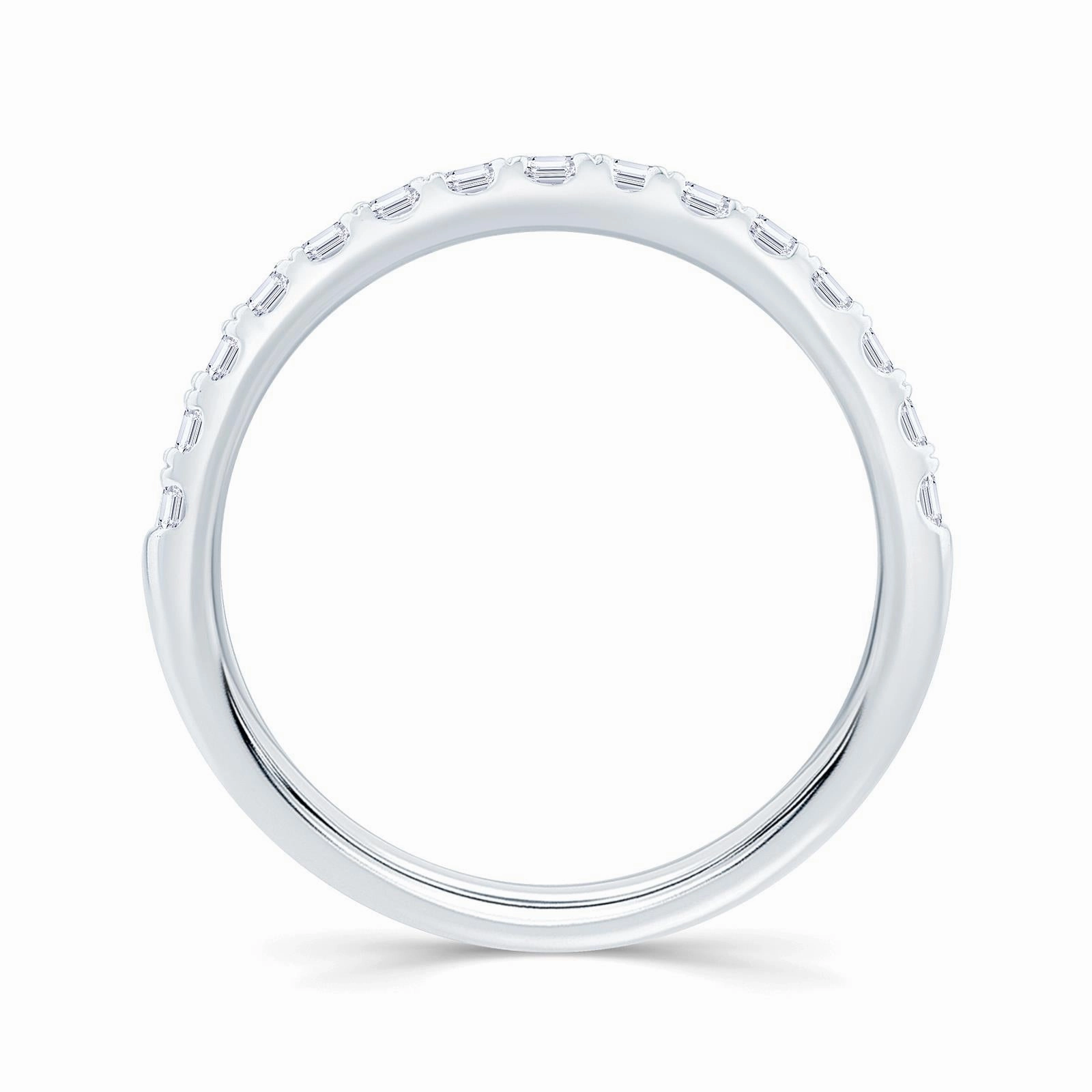 Platinum 0.75ct Emerald Cut Diamond Claw Set Half Eternity Ring