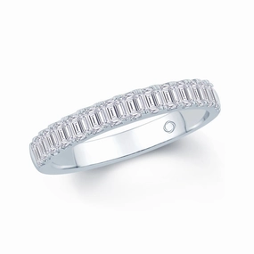 Platinum 0.75ct Emerald Cut Diamond Claw Set Half Eternity Ring