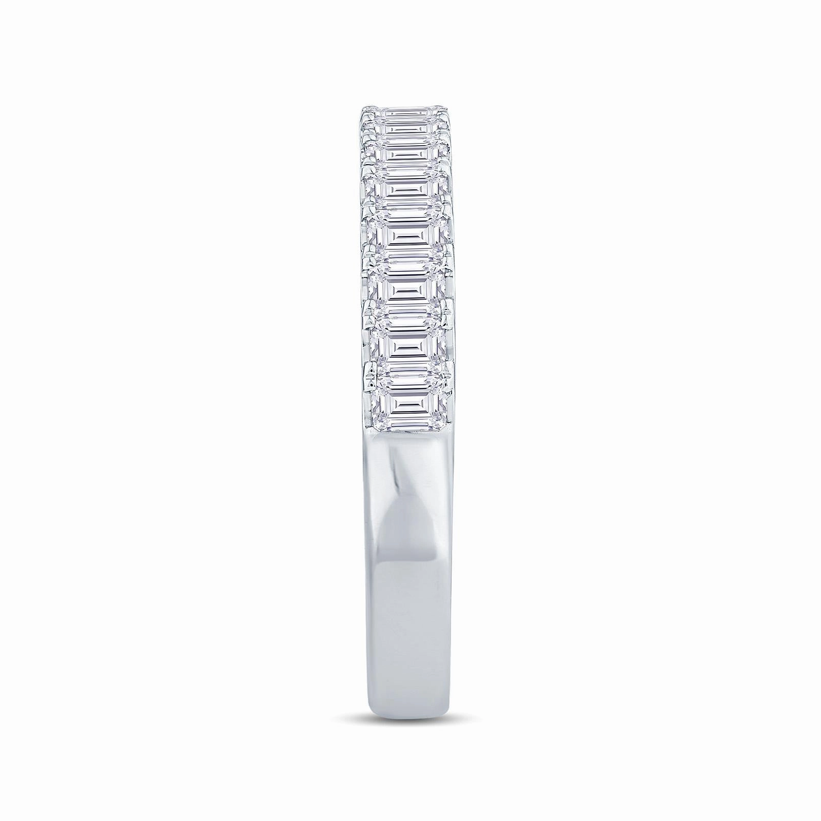 Platinum 0.75ct Emerald Cut Diamond Claw Set Half Eternity Ring