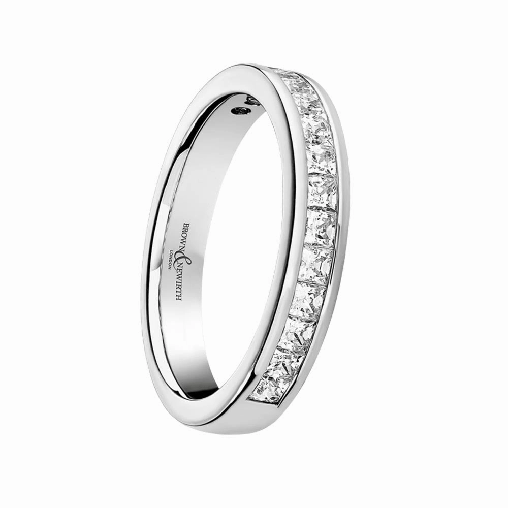 Platinum 0.75ct Princess Cut Diamond Channel Set Half Eternity Ring