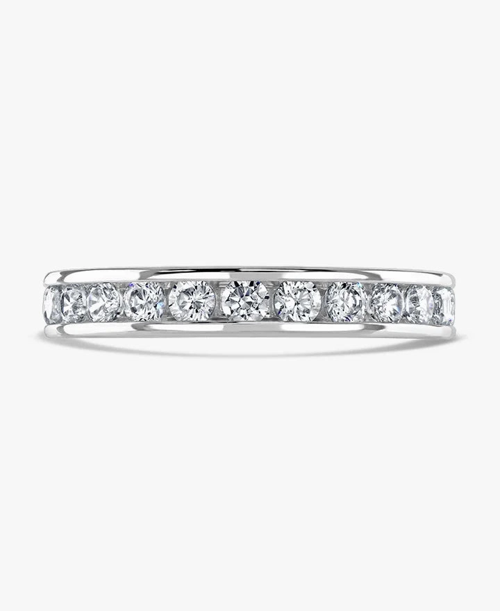 Platinum 0.75ct Round Brilliant Cut Diamond Channel Set Full Eternity Ring