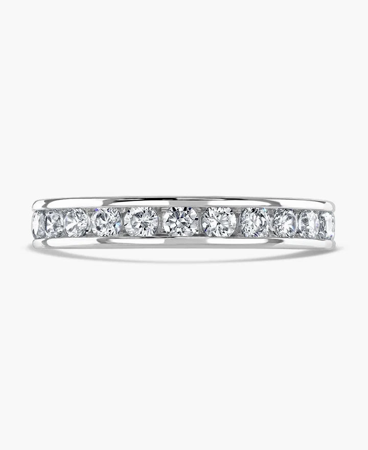 Platinum 0.75ct Round Brilliant Cut Diamond Channel Set Full Eternity Ring