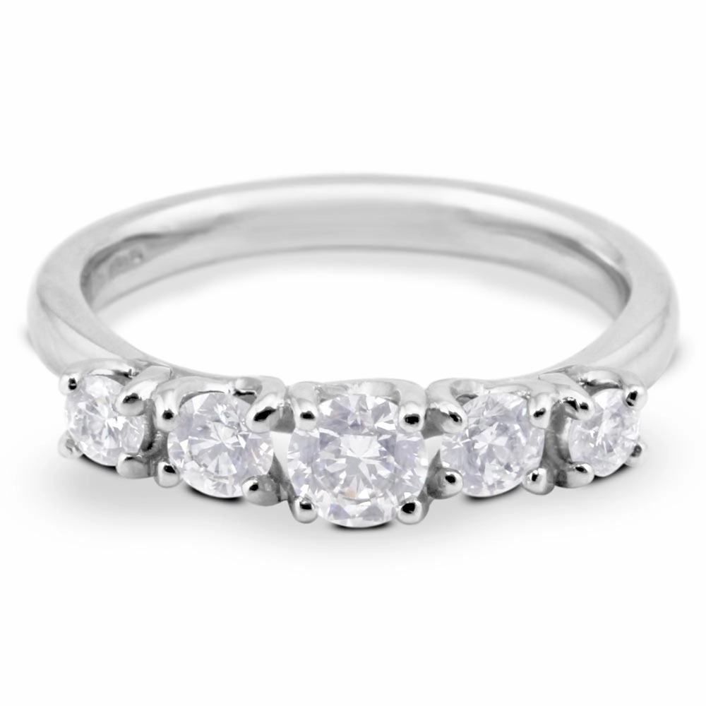 Platinum 0.75ct Round Brilliant Cut Diamond Five Stone Eternity Ring