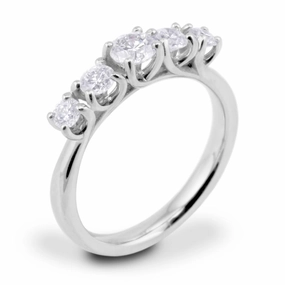 Platinum 0.75ct Round Brilliant Cut Diamond Five Stone Eternity Ring