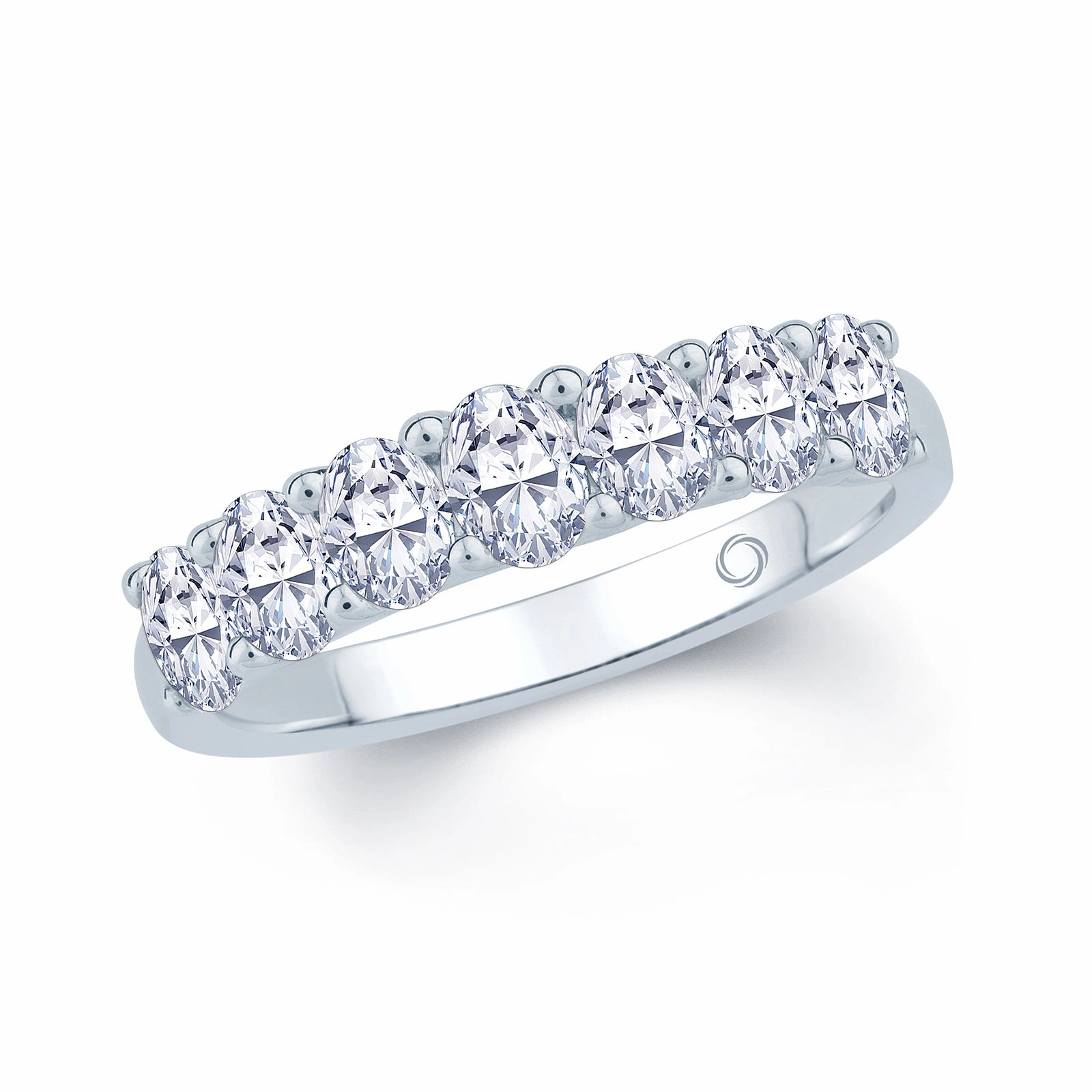 Platinum 0.95ct Oval Cut Diamond Half Eternity Ring