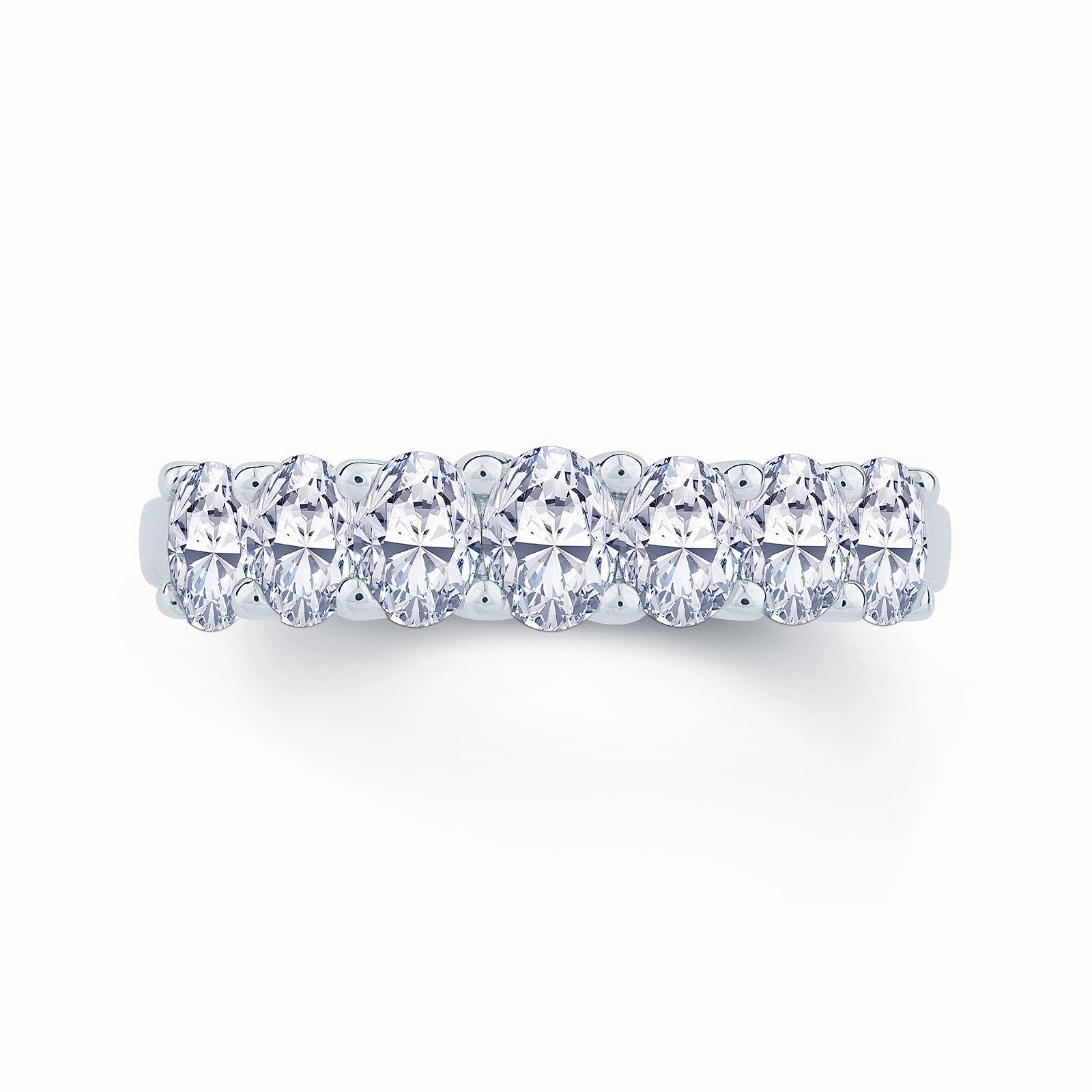 Platinum 0.95ct Oval Cut Diamond Half Eternity Ring