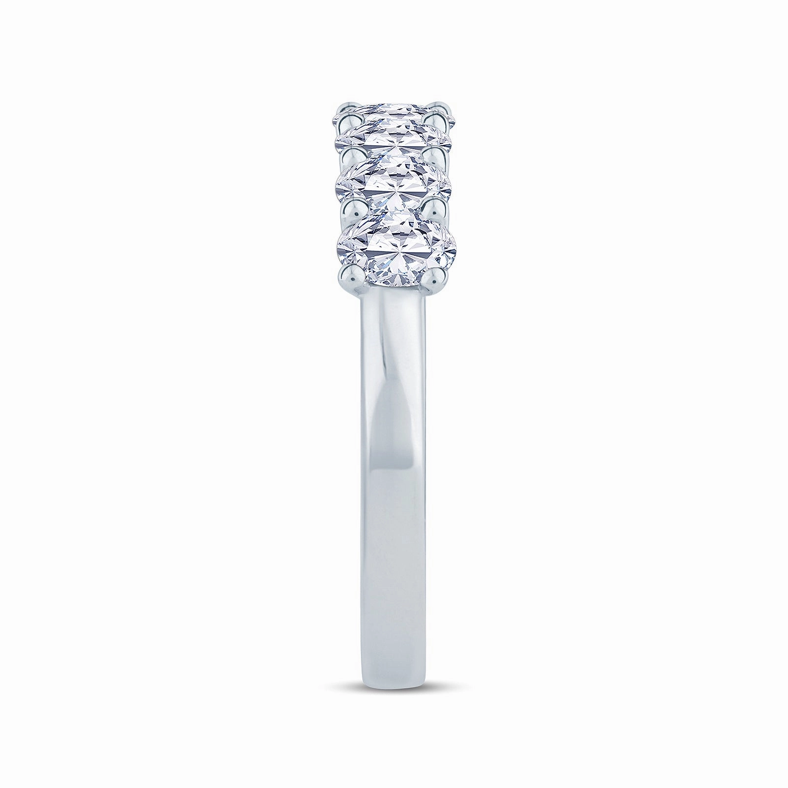 Platinum 0.95ct Oval Cut Diamond Half Eternity Ring