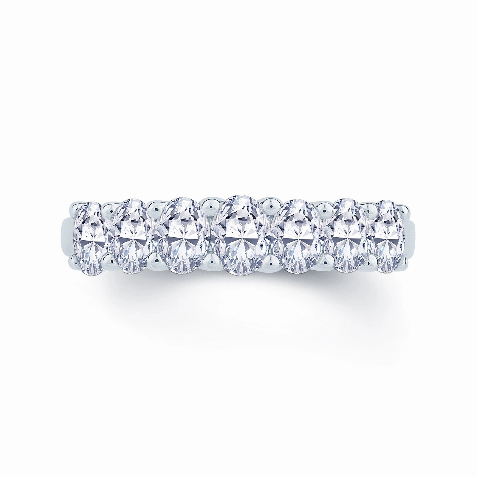 Platinum 0.95ct Oval Cut Diamond Half Eternity Ring