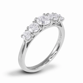 Platinum 1.00ct Five Diamond Graduated Eternity Ring