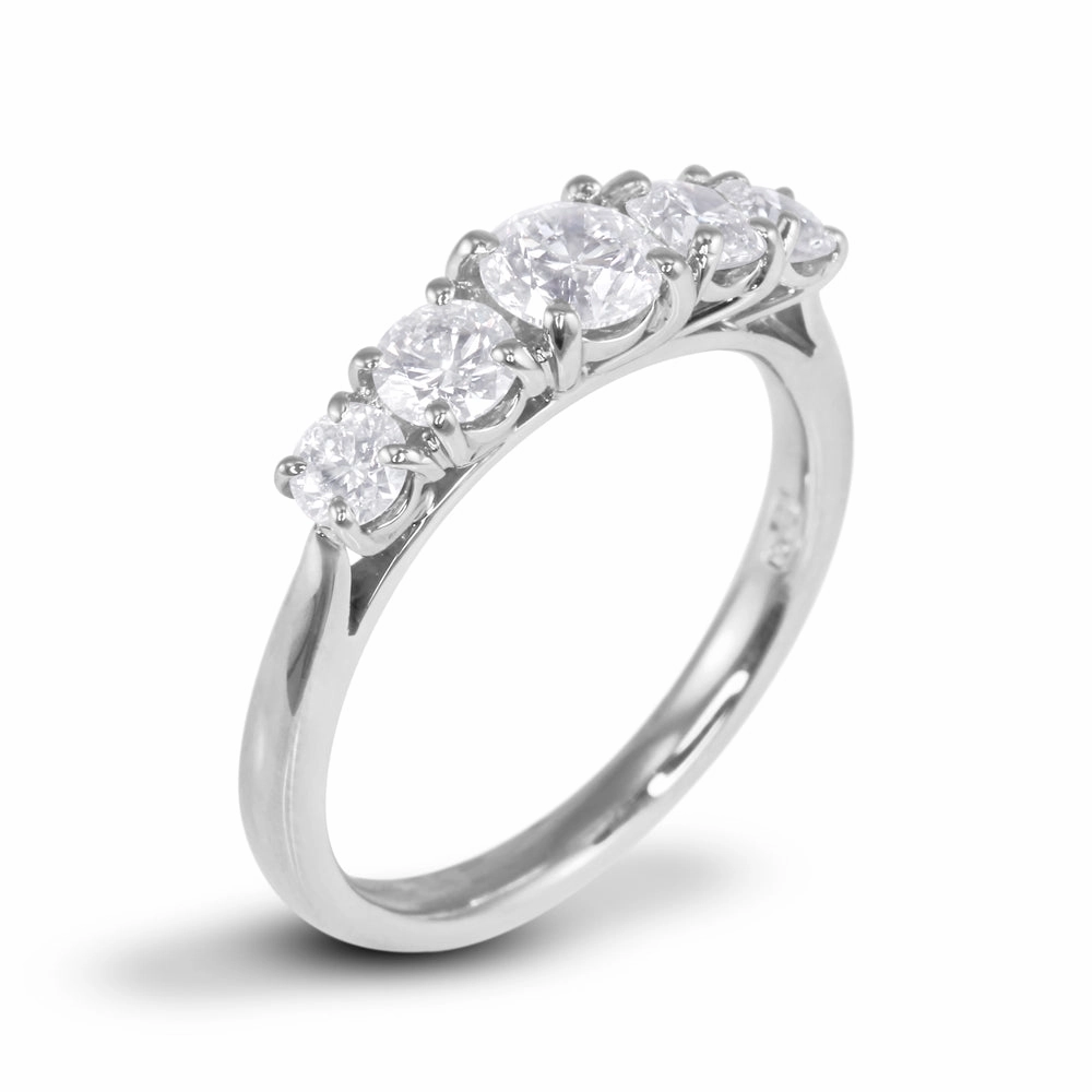 Platinum 1.00ct Five Diamond Graduated Eternity Ring