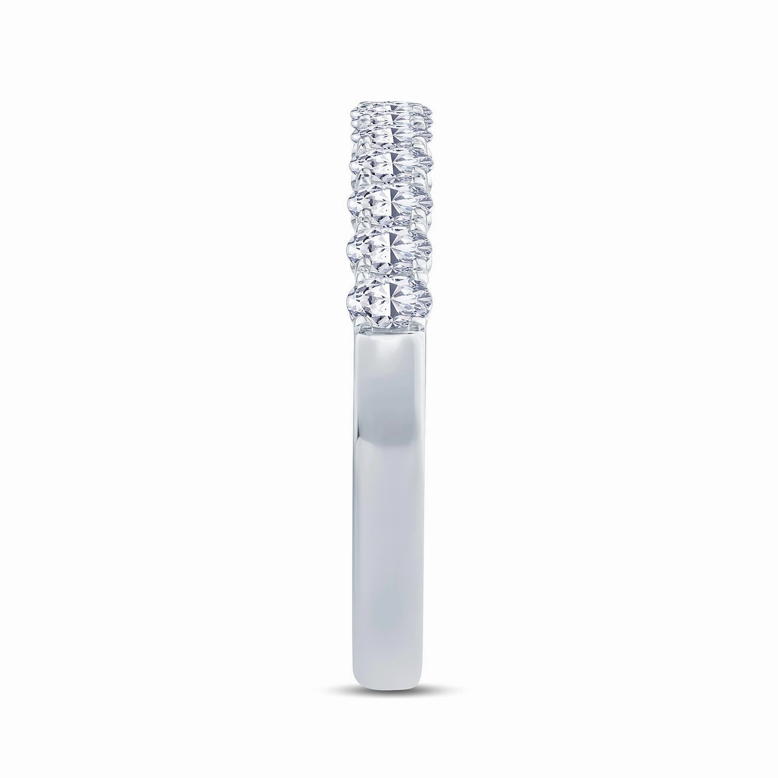 Platinum 1.00ct Oval Cut Diamond Claw Set Half Eternity Ring