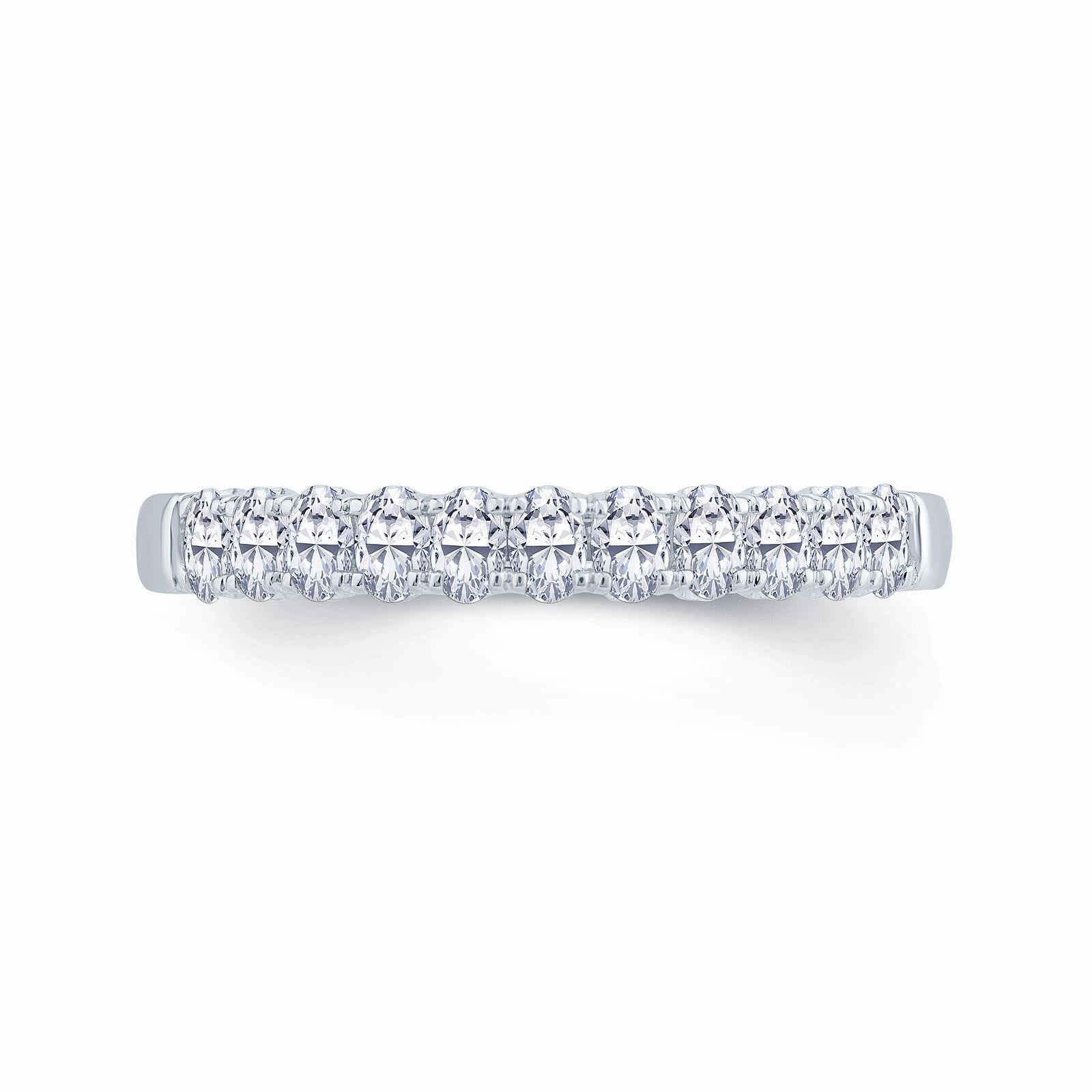 Platinum 1.00ct Oval Cut Diamond Claw Set Half Eternity Ring