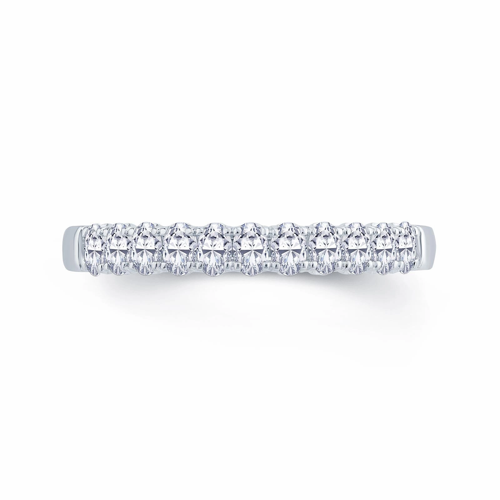Platinum 1.00ct Oval Cut Diamond Claw Set Half Eternity Ring