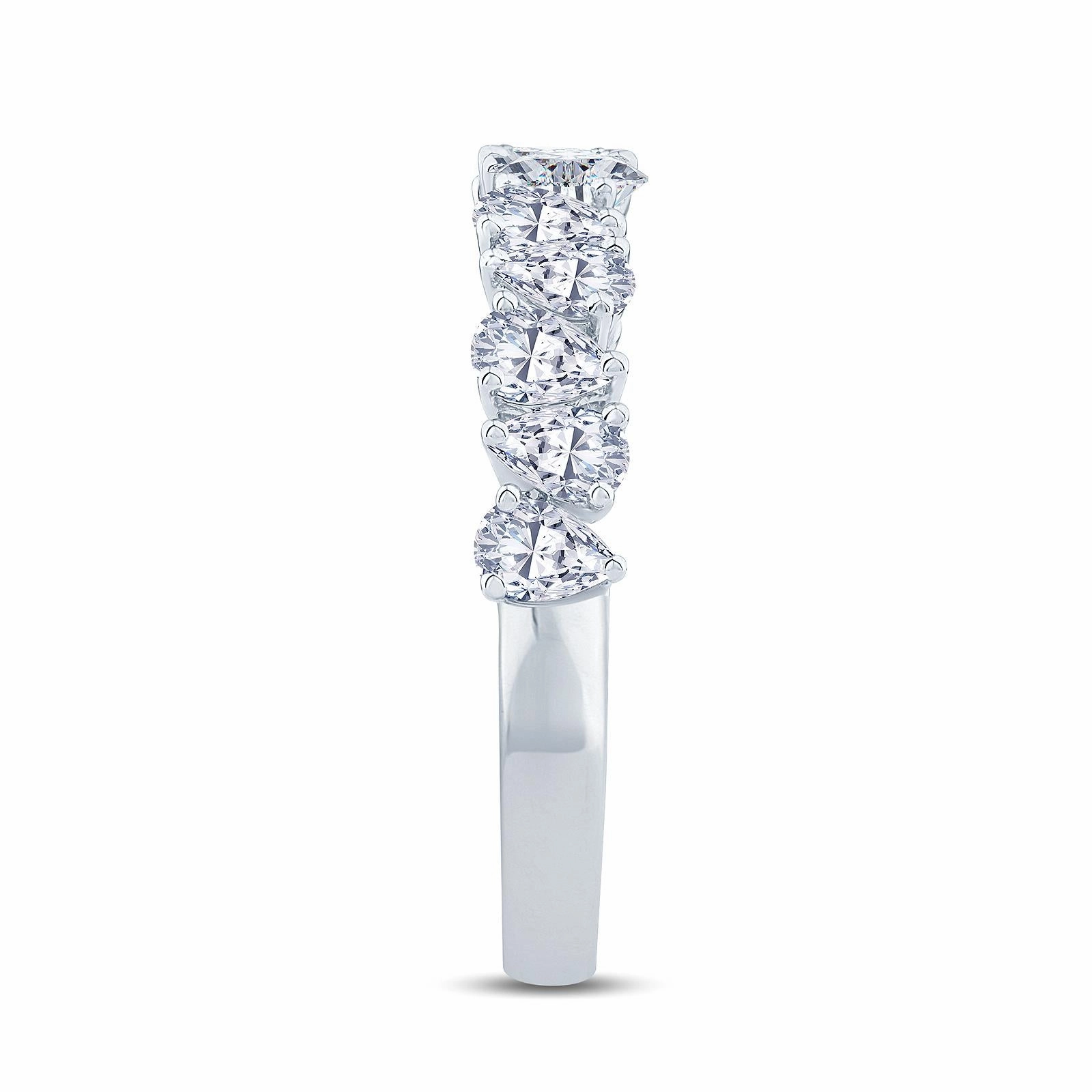 Platinum 1.00ct Pear Cut Diamond Claw Set Half Eternity Ring