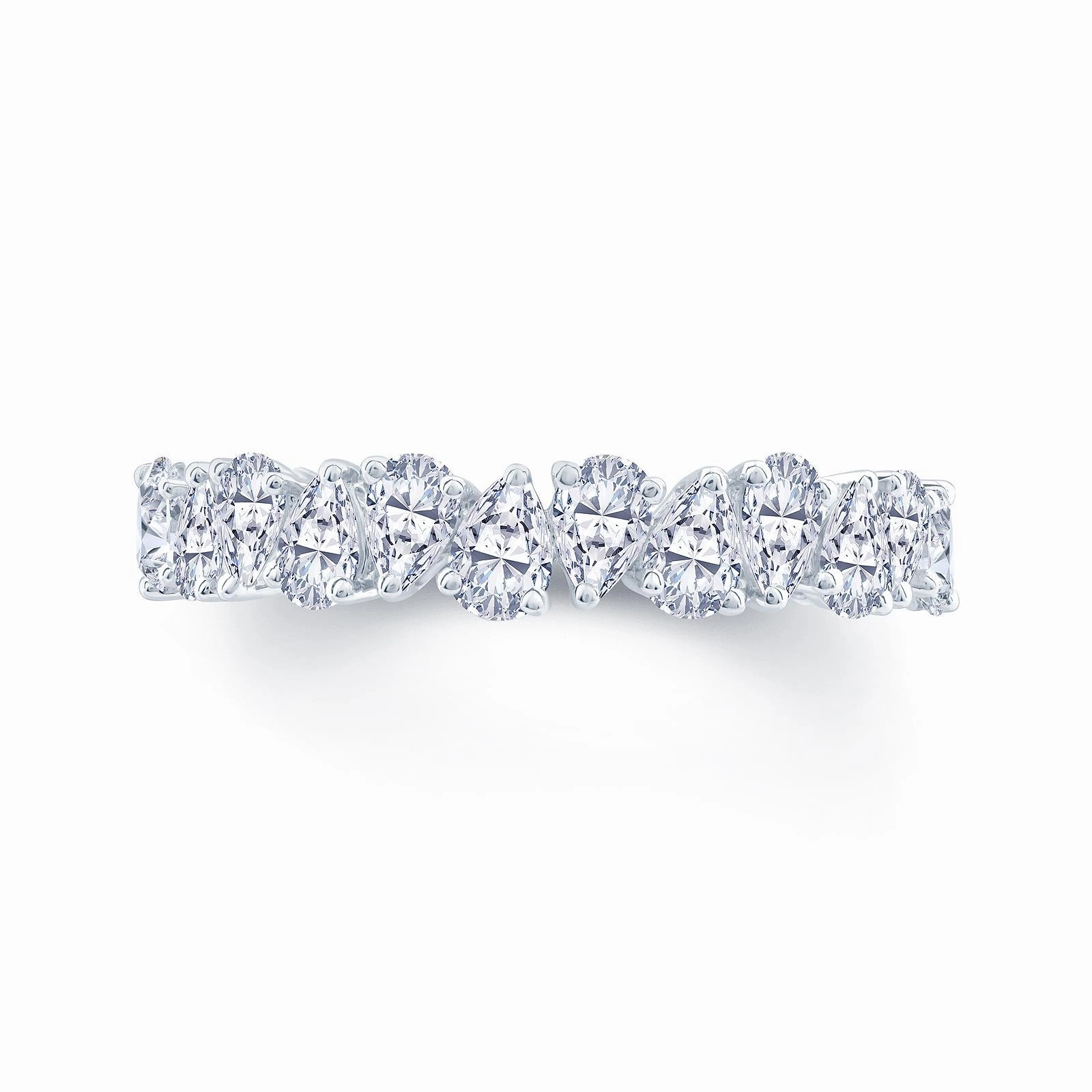 Platinum 1.00ct Pear Cut Diamond Claw Set Half Eternity Ring
