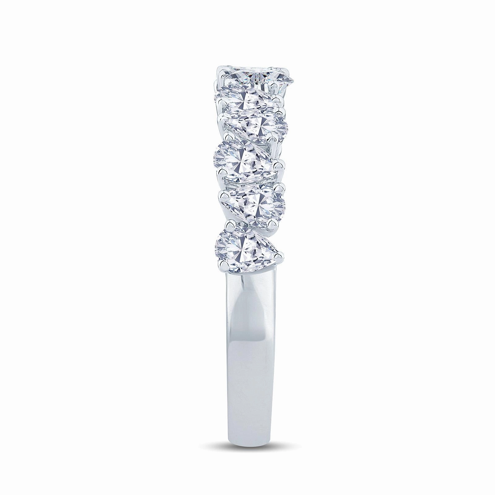 Platinum 1.00ct Pear Cut Diamond Claw Set Half Eternity Ring