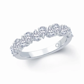 Platinum 1.00ct Pear Cut Diamond Claw Set Half Eternity Ring